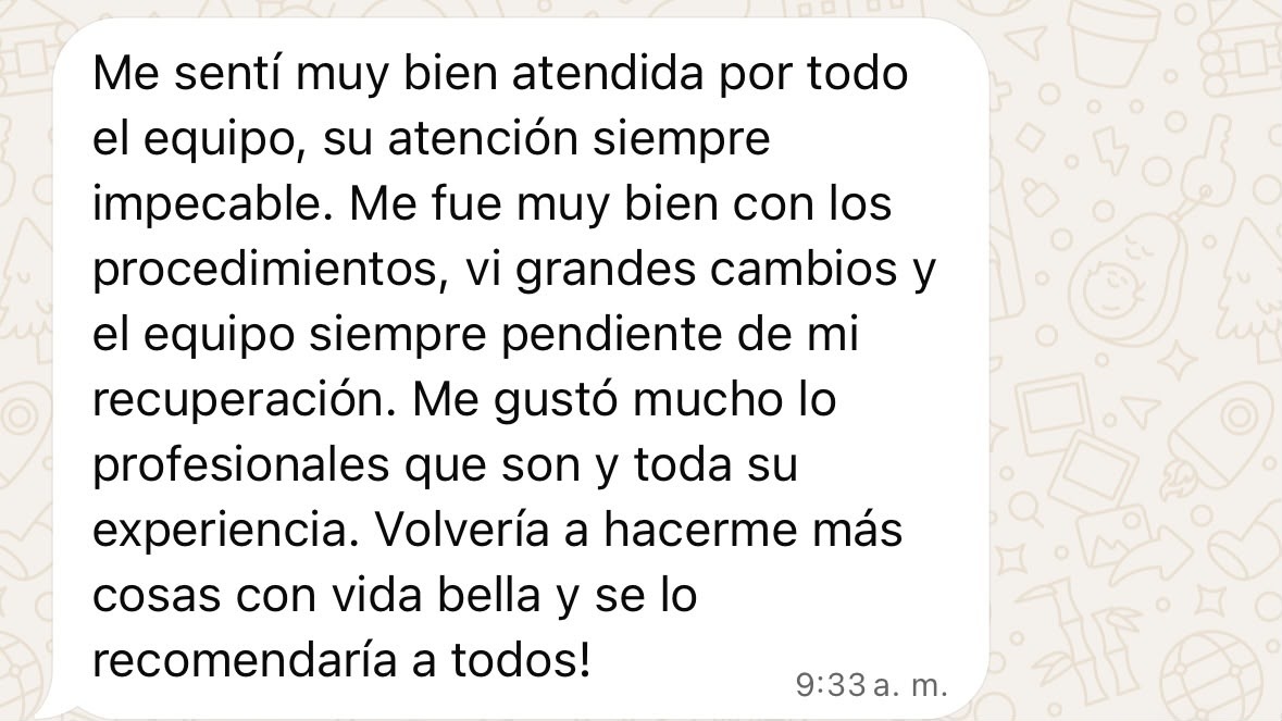 Testimonio de paciente sobre la atención y los cambios obtenidos en Vida Bella