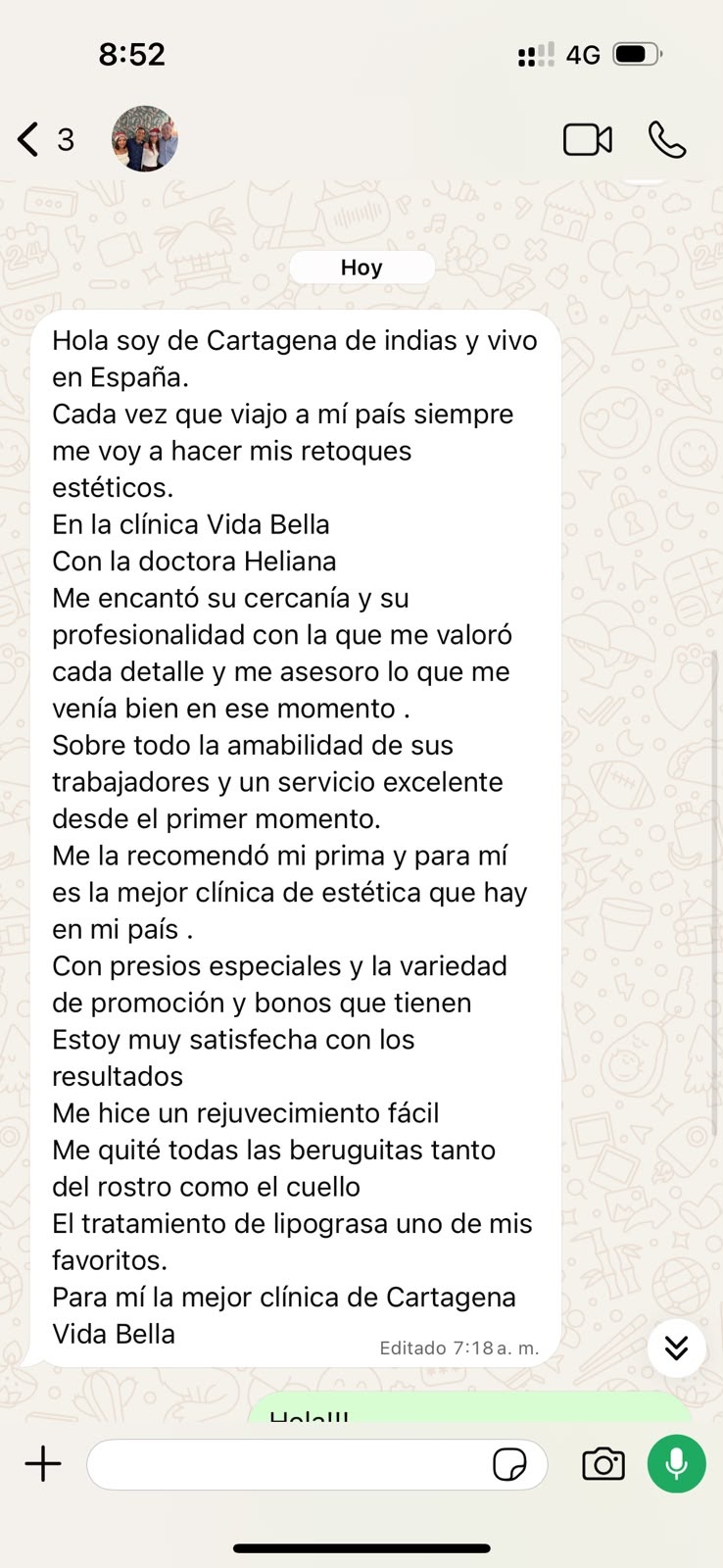 Testimonio de paciente sobre su experiencia con el equipo de Vida Bella